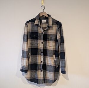 7 Diamonds | Generation Long Sleeve Shacket | Blue and Tan | Medium